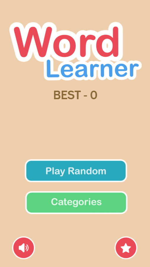 Word Learner Game Welcome Screen Screenshot.