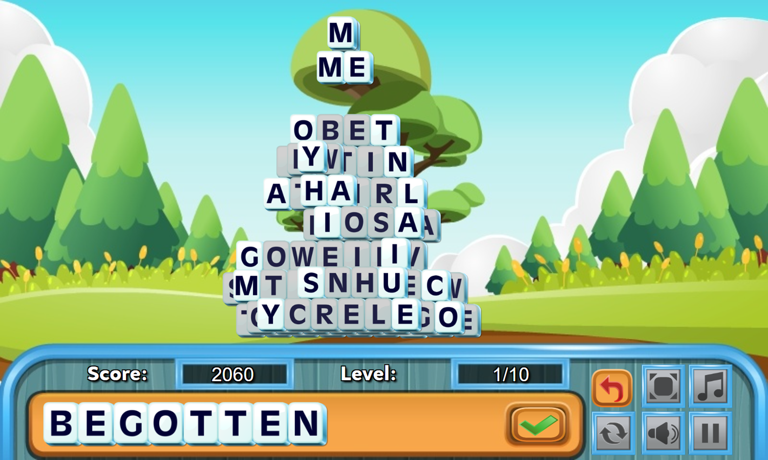 Word Mahjong Game Progress Screenshot.
