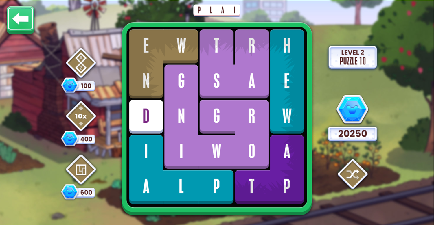 Word Play Game Welcome Screen Screenshot.