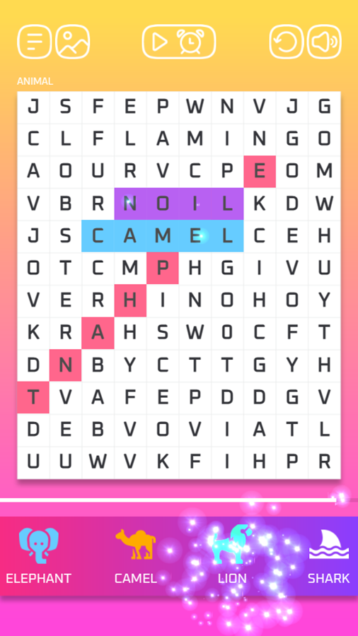 Word Search Pro Game Play Screenshot.