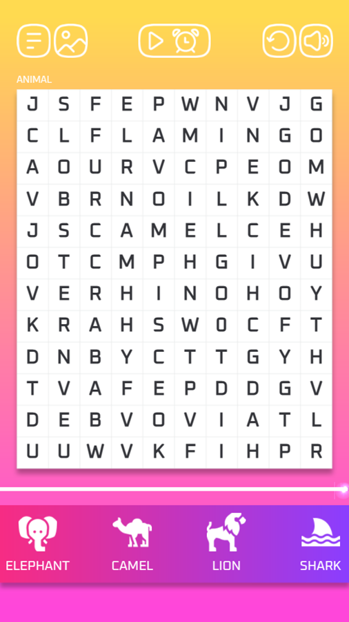 Word Search Pro Game Start Screenshot.