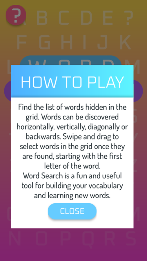 Word Search Pro Game How To Play Screenshot.