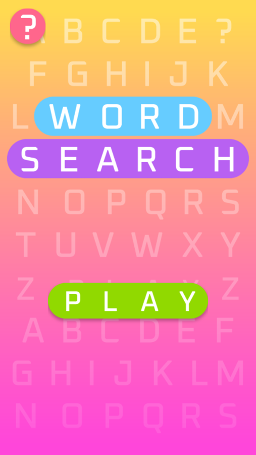 Word Search Pro Game Welcome Screen Screenshot.