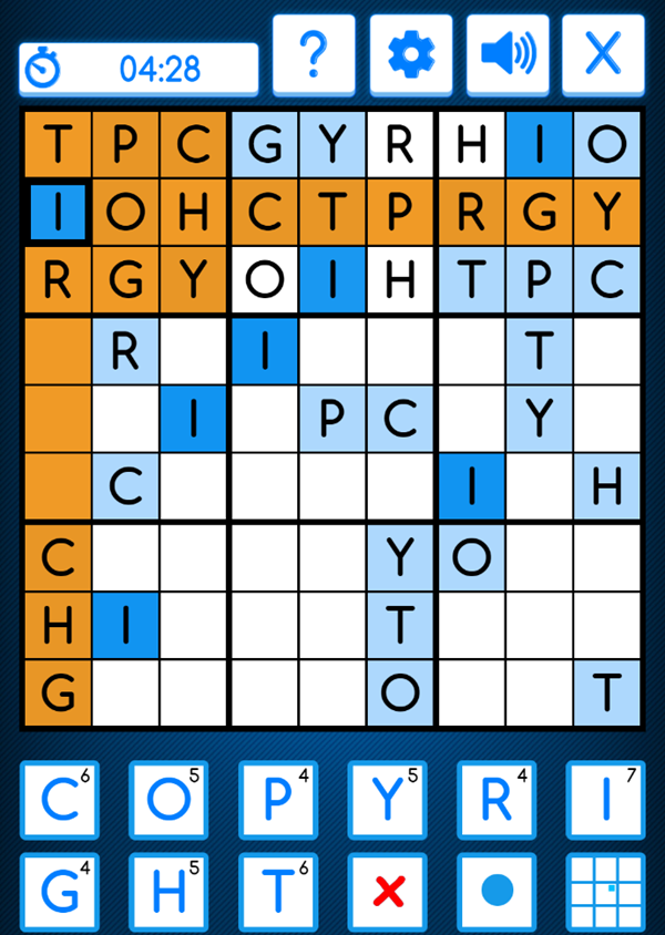 Wordoku Game Play Screenshot.