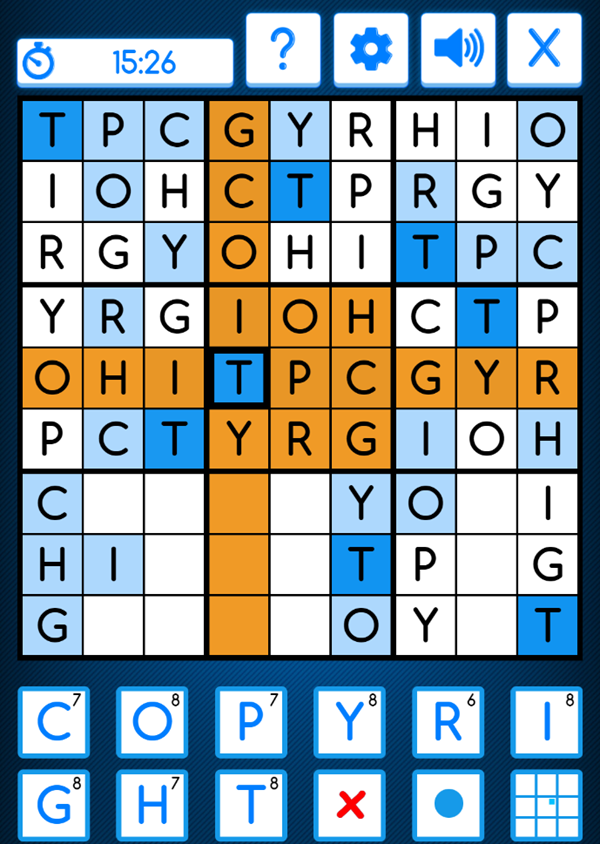 Wordoku Game Progress Screenshot.