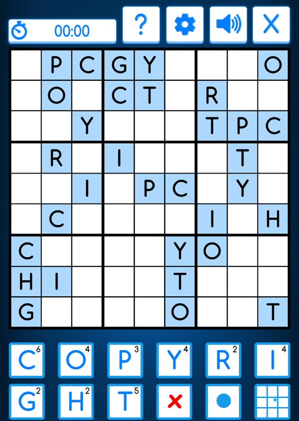 Wordoku Game Start Screenshot.