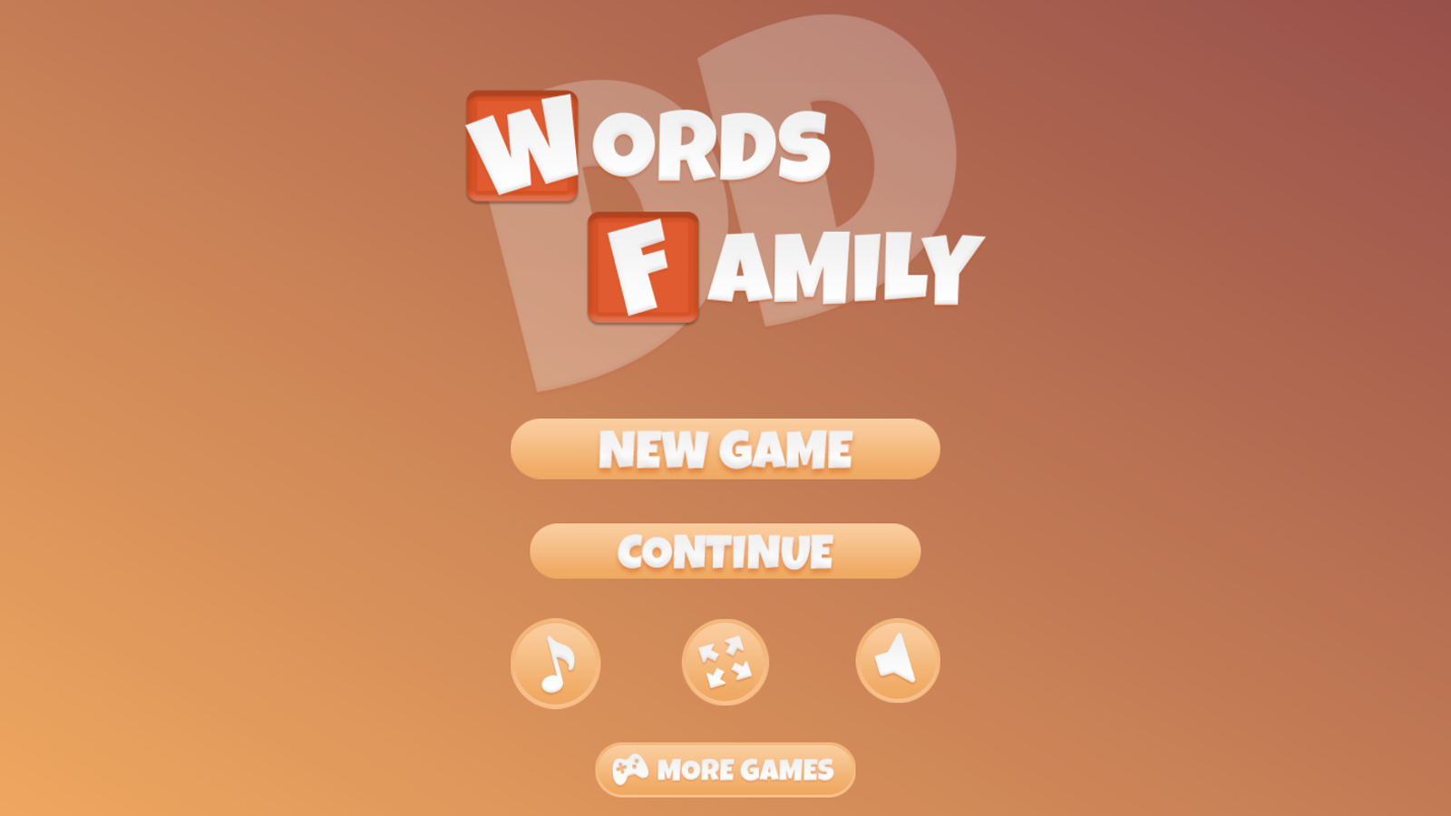 Words Family Game Welcome Screenshot.