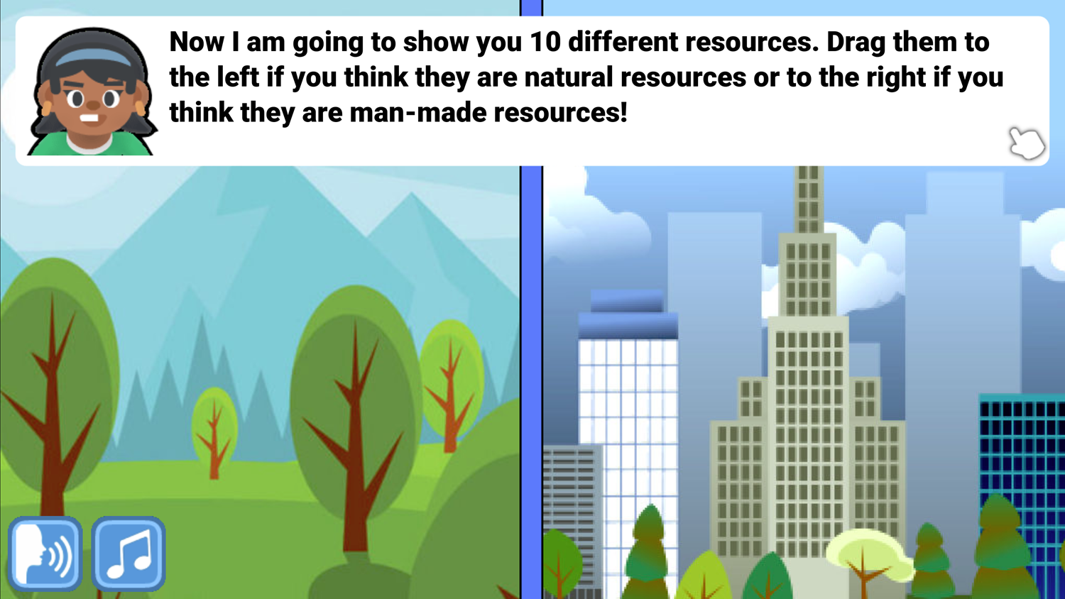 World of Resources Classification Game Screenshot.