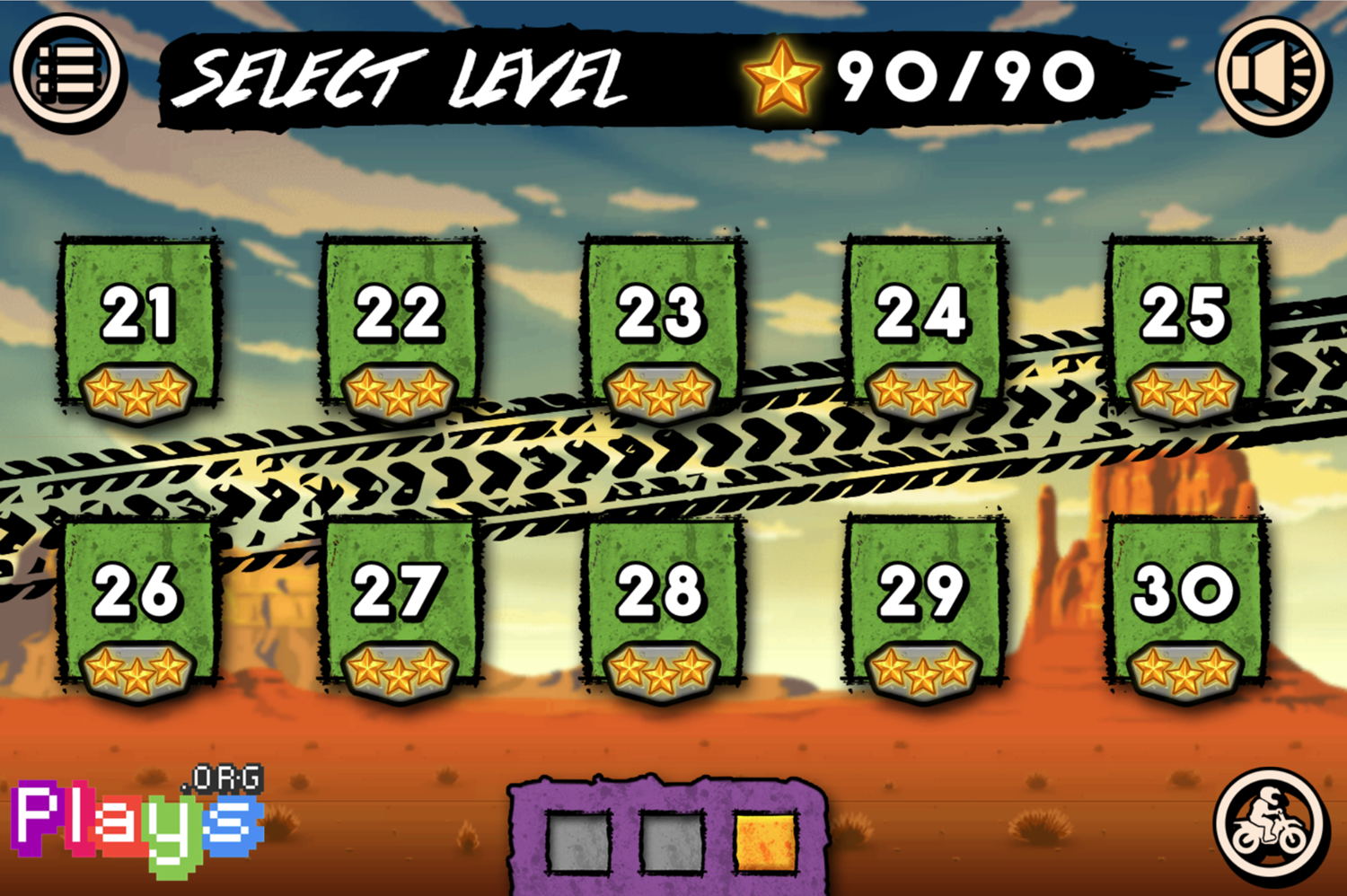 X-Trial Racing Game Level Select Screen Screenshot.