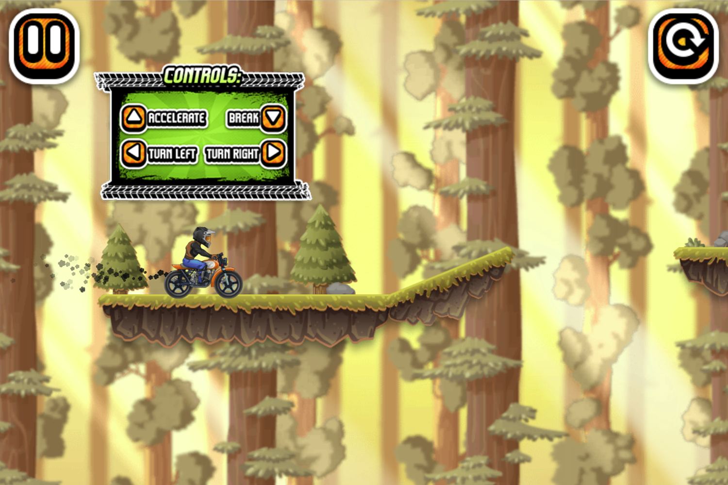 X-Trial Racing Mountain Adventure Game Controls Information Screenshot.