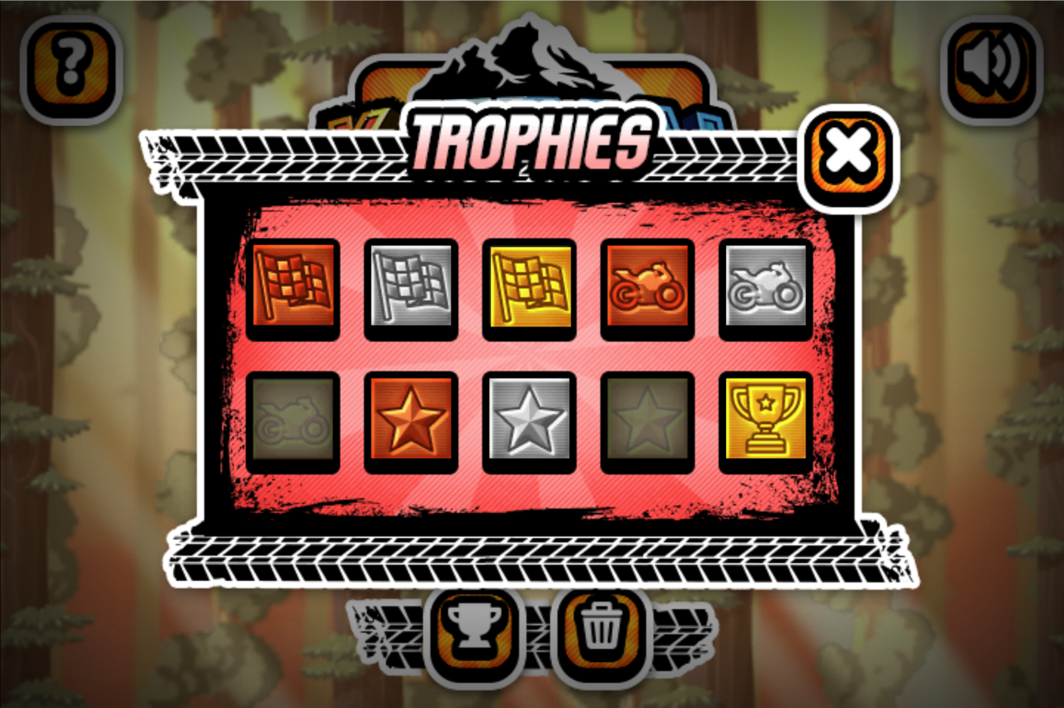 X-Trial Racing Mountain Adventure Game Trophies Screen Screenshot.