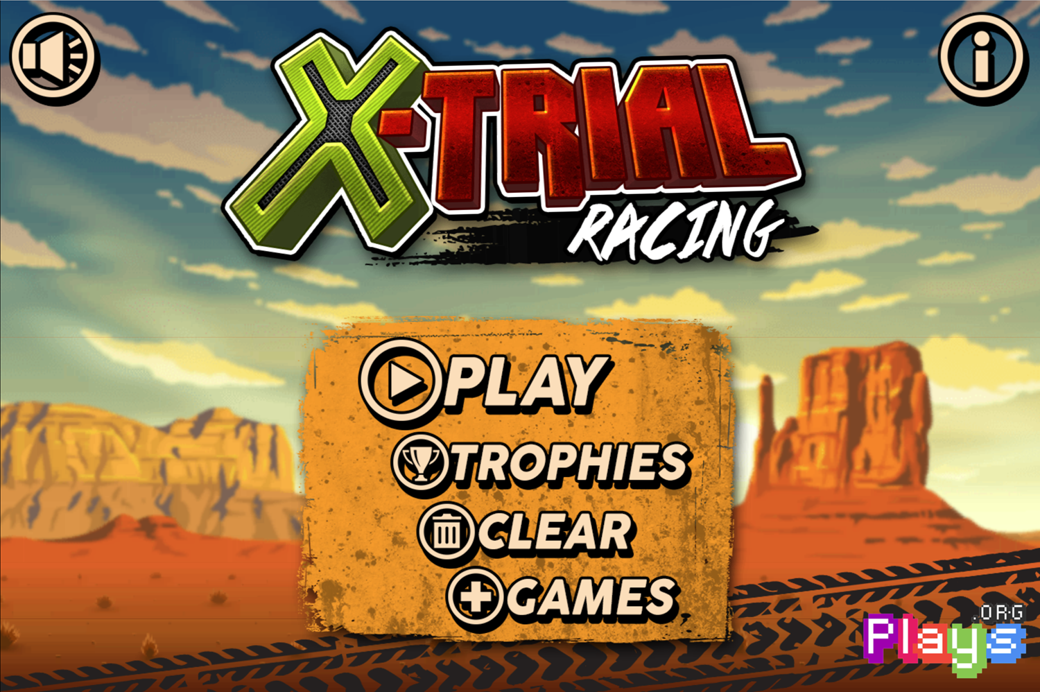 X-Trial Racing Game Welcome Screen Screenshot.