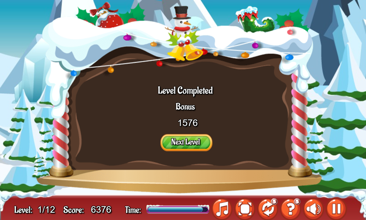 Xmas Card Connect Game Level Completed Screenshot.