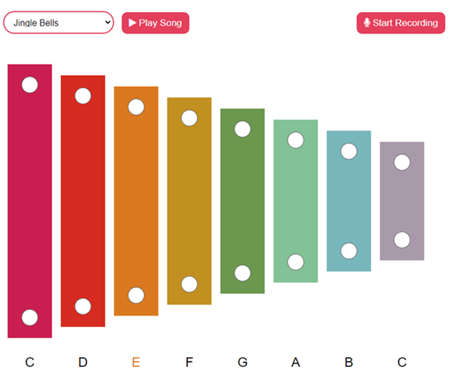 Xylophone Virtual Musical Instrument Screen Screenshot.