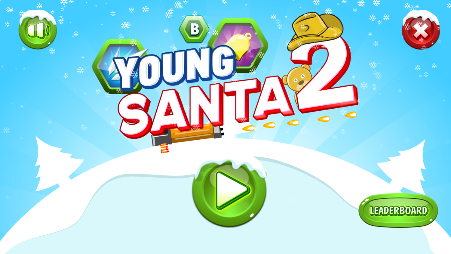 Young Santa 2 Game Welcome Screen Screenshot.