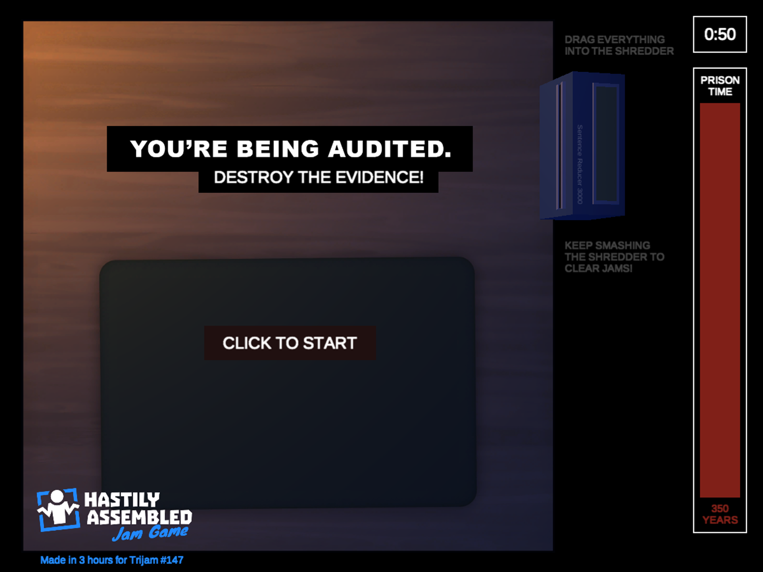 You're Being Audited Game Welcome Screen Screenshot.