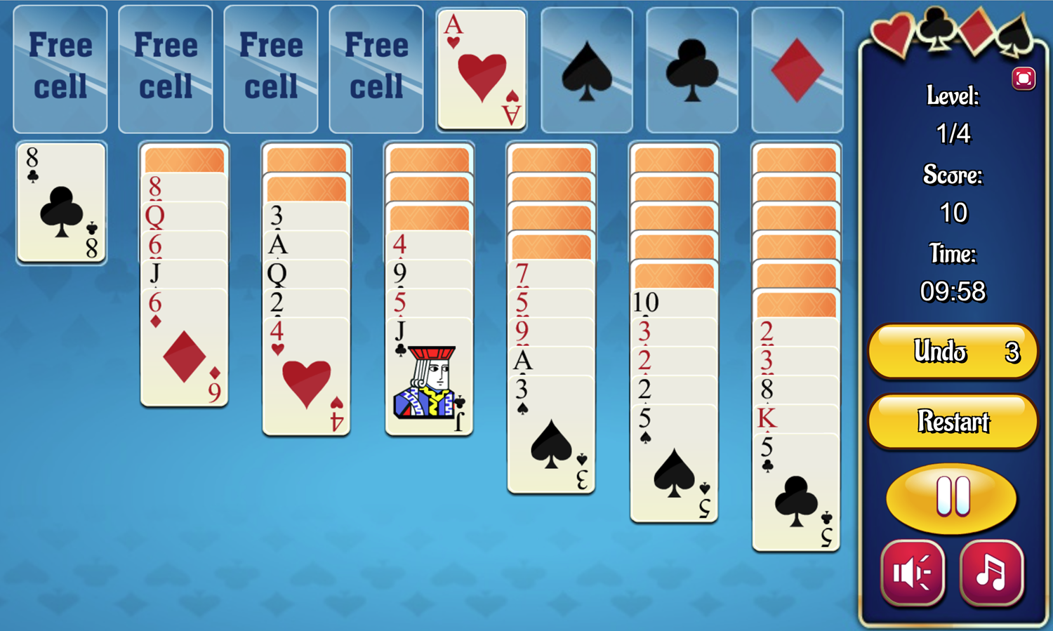 Yukon Freecell Game Screenshot.