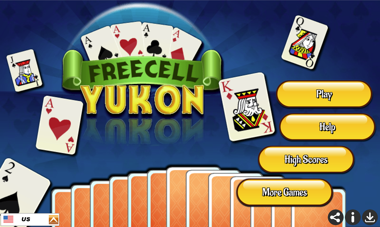 Yukon Freecell Game Welcome Screen Screenshot.