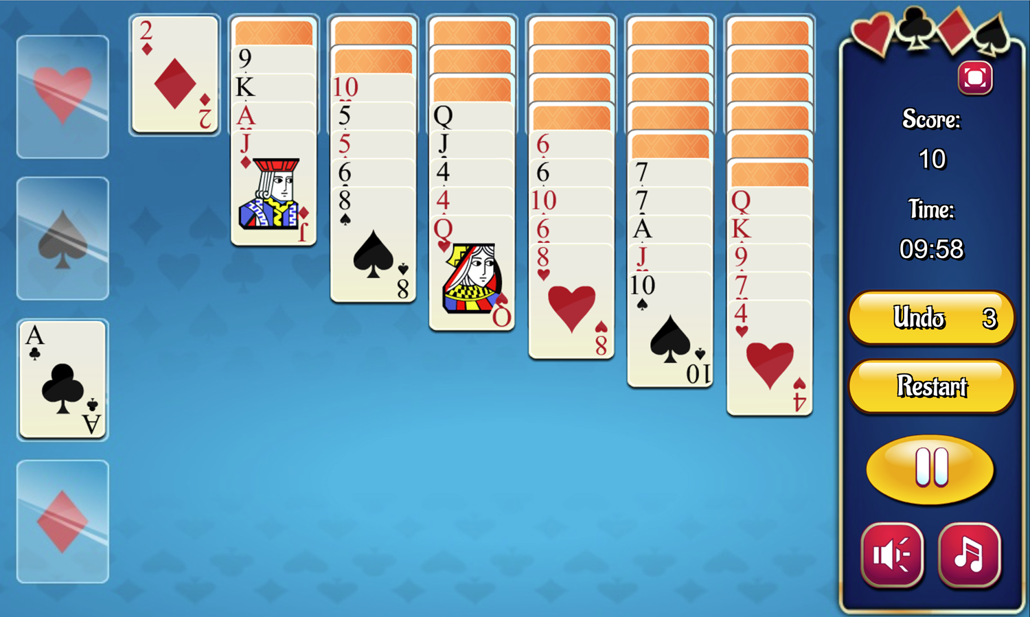 Yukon Solitaire Game Screenshot.