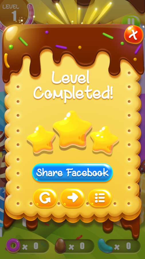 Yummi Cookie Game Level Completed Screenshot.