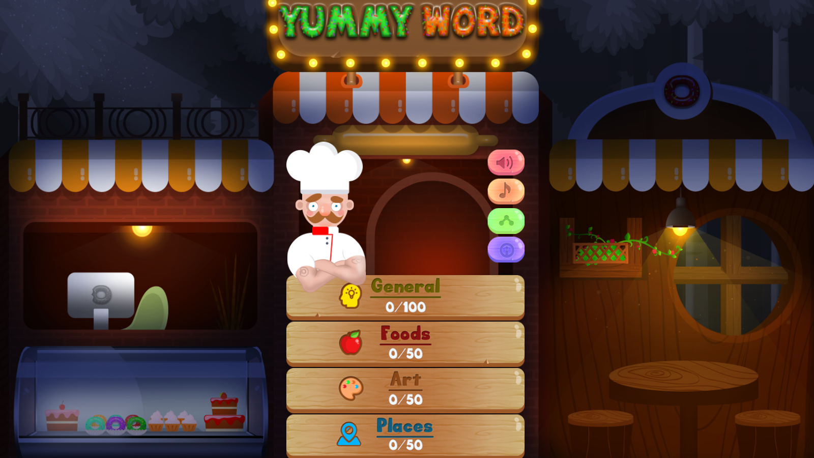 Yummy World Game Welcome Screenshot.
