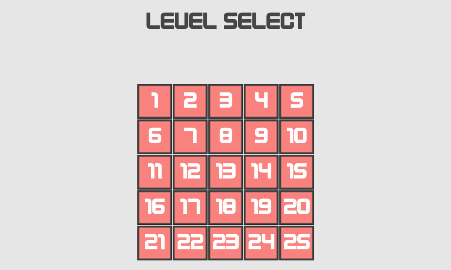 Zero Numbers Game Level Select Screen Screenshot.