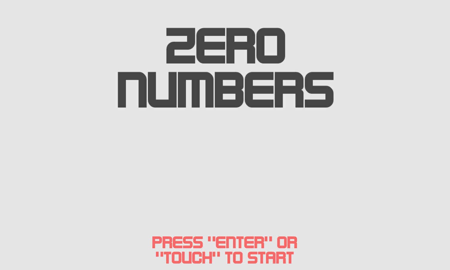 Zero Numbers Game Welcome Screen Screenshot.