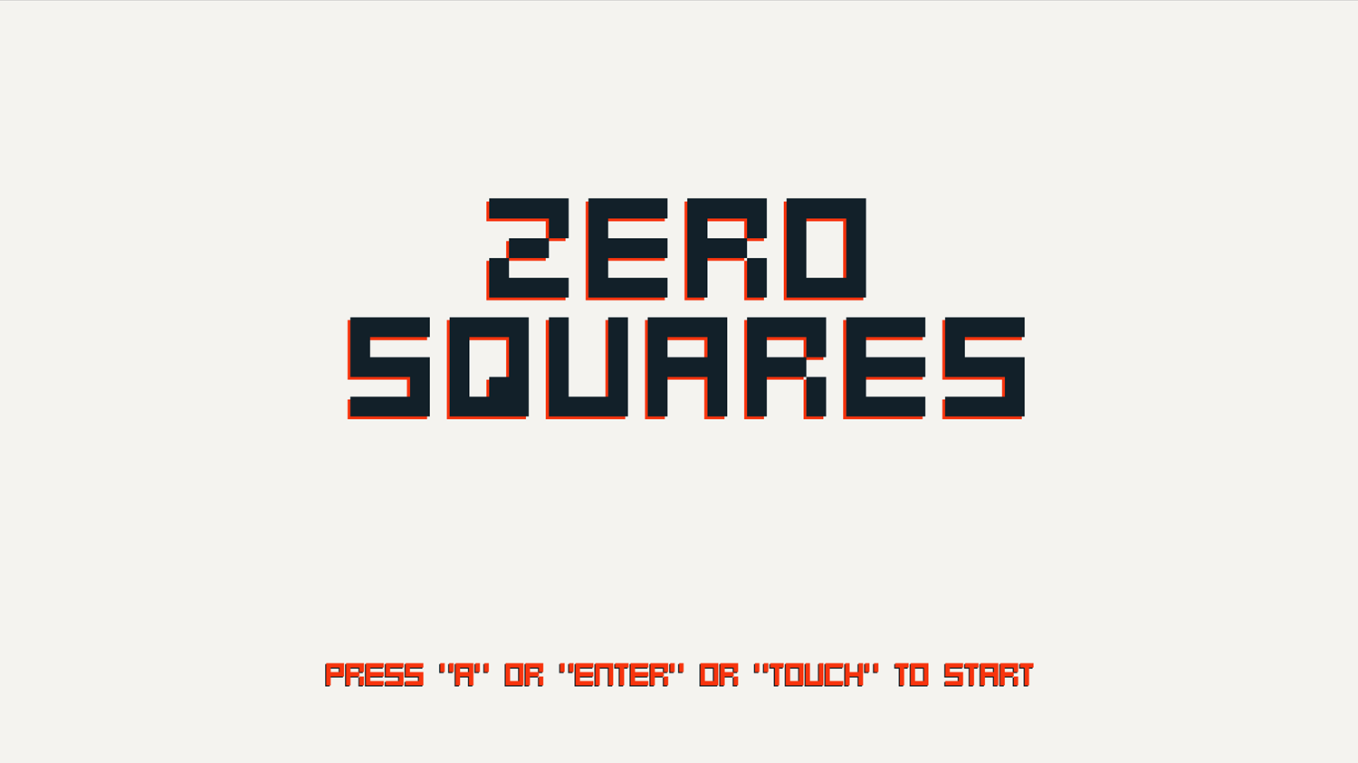 Zero Squares Game Welcome Screen Screenshot.