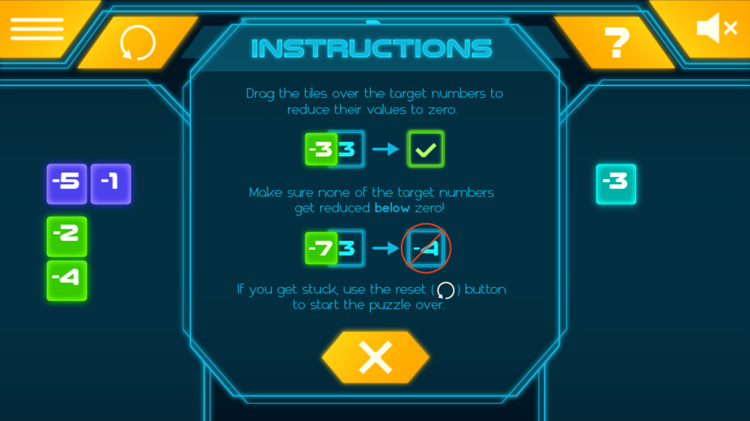Zero Sum Game Instructions Screen Screenshot.