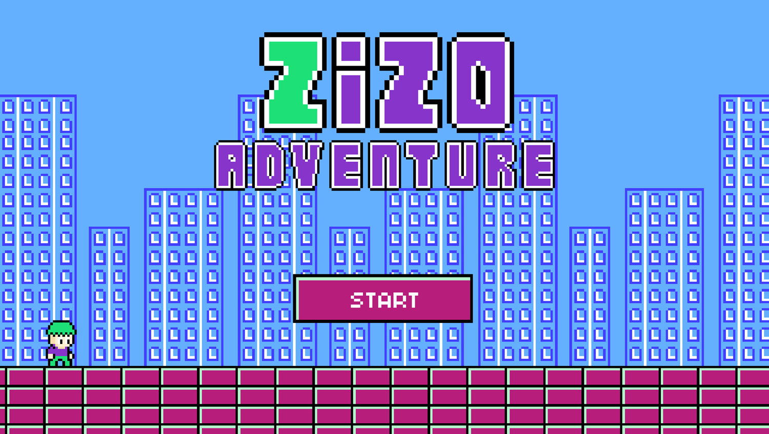 Zizo Adventure Game Welcome Screen Screenshot.