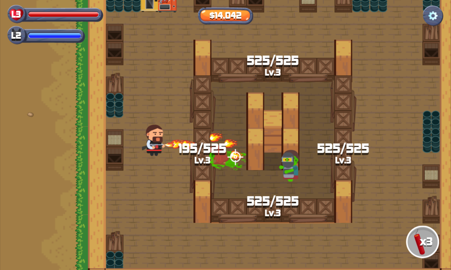 Zombie Attack Game Shooting Flamethrower Screenshot.