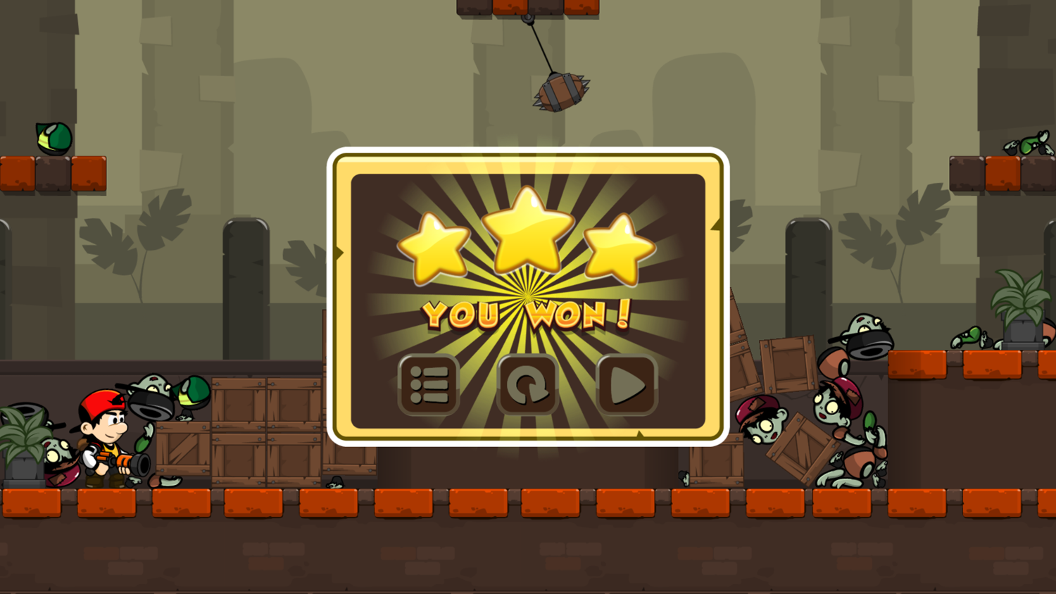 Zombie Buster Game Level Complete Screenshot.