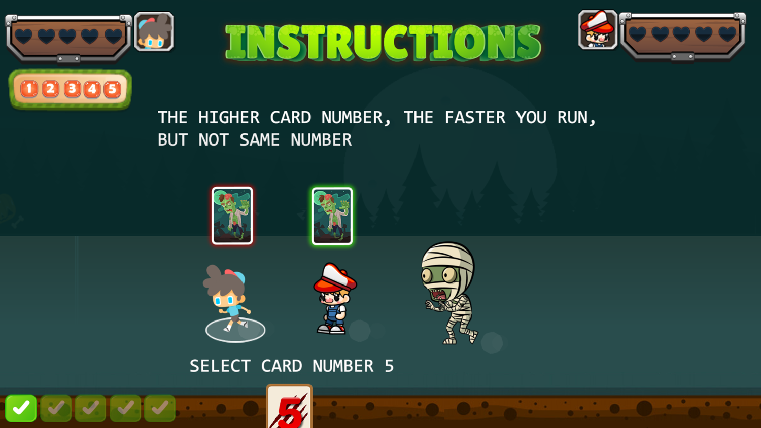 Zombie Chase Game Instructions Screenshot.