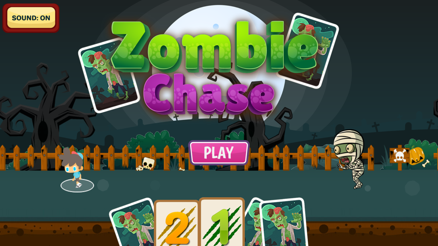 Zombie Chase Game Welcome Screen Screenshot.