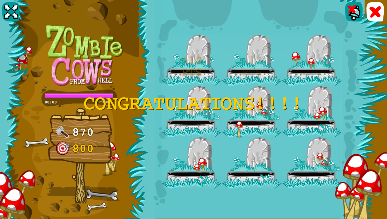 Zombie Cows From Hell Game Level Complete Screenshot.