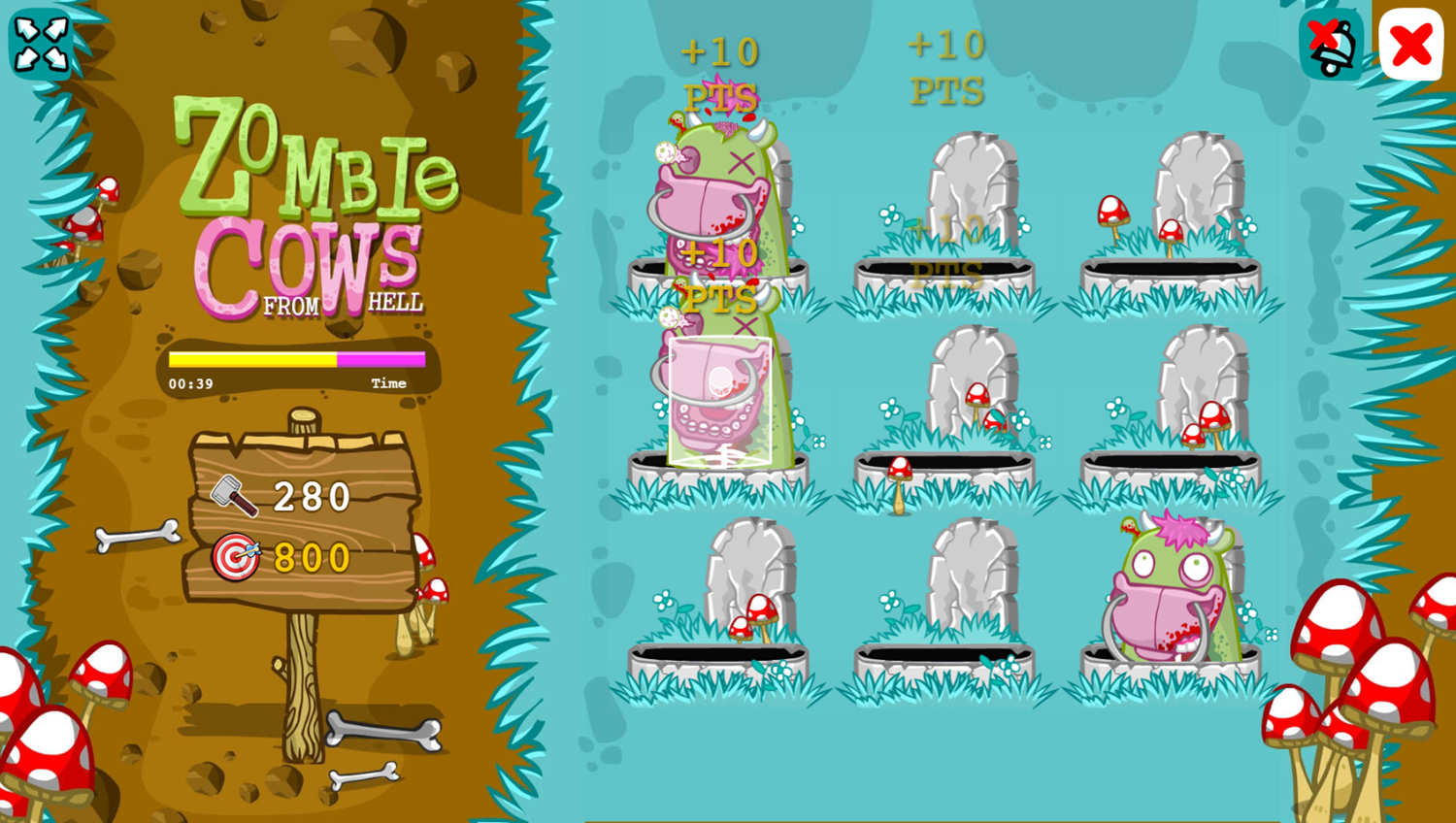 Zombie Cows From Hell Game Level Play Screenshot.