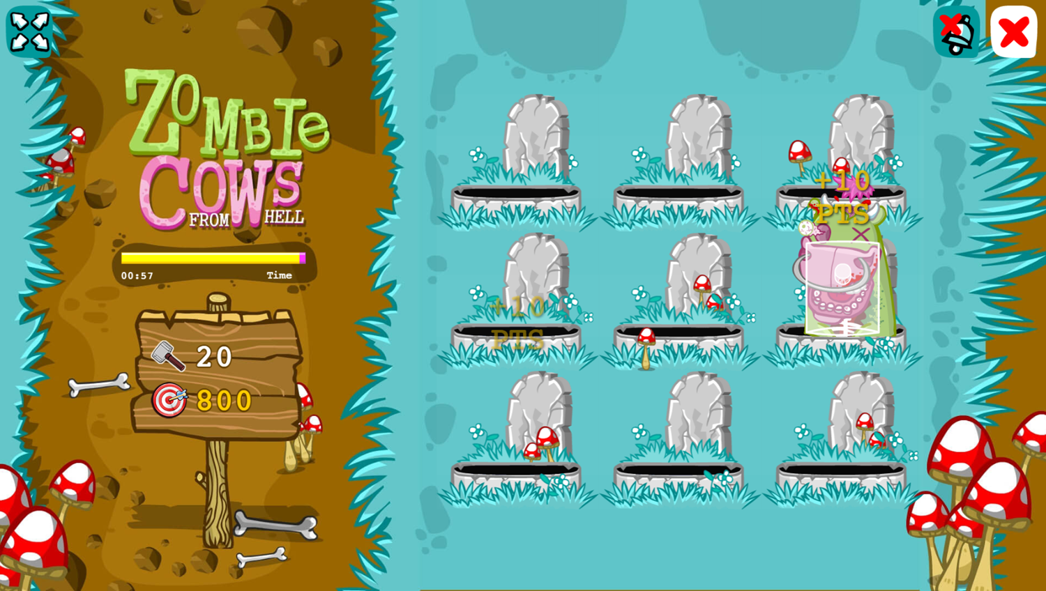 Zombie Cows From Hell Game Level Start Screenshot.