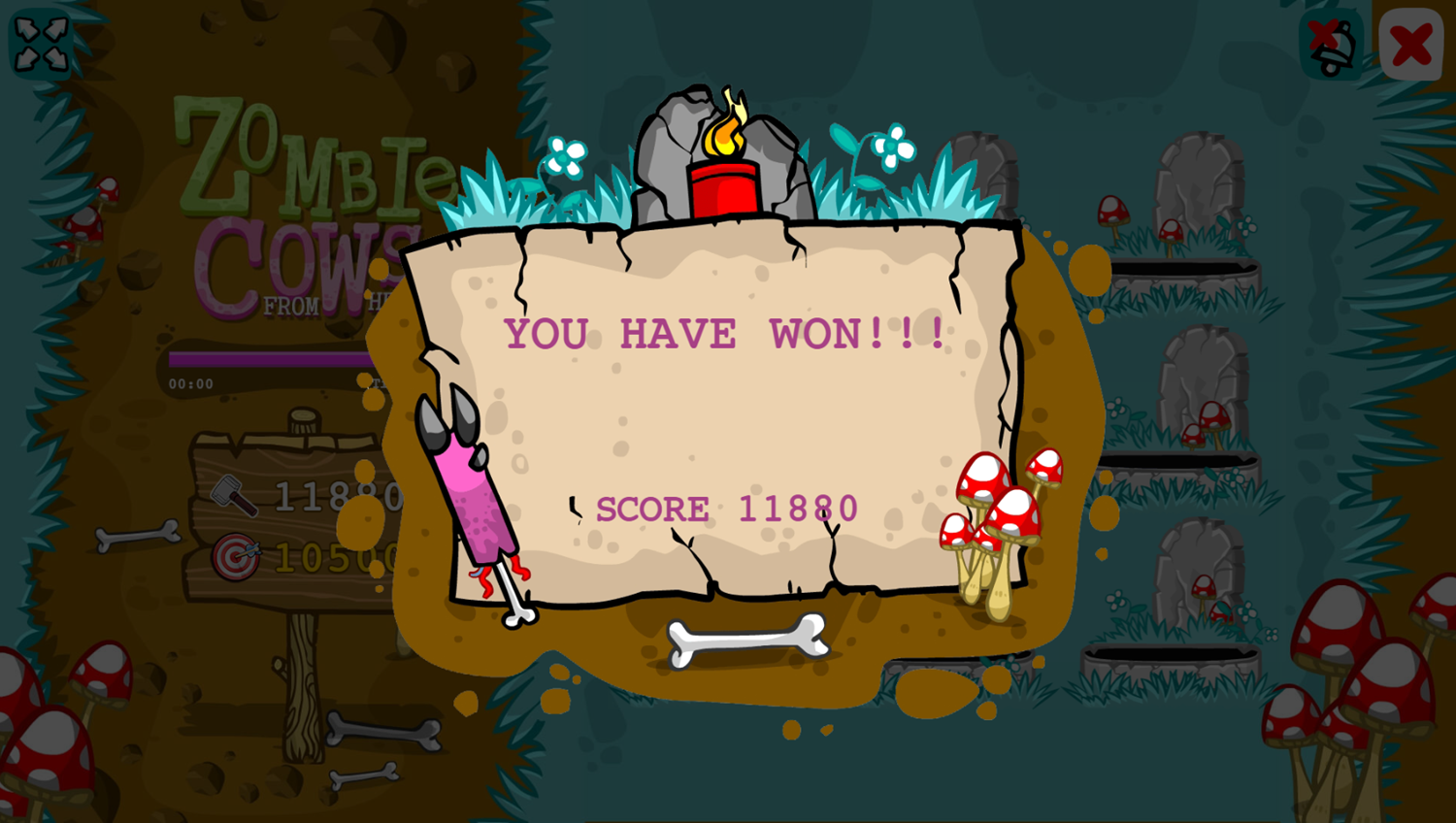 Zombie Cows From Hell Game Score Screenshot.