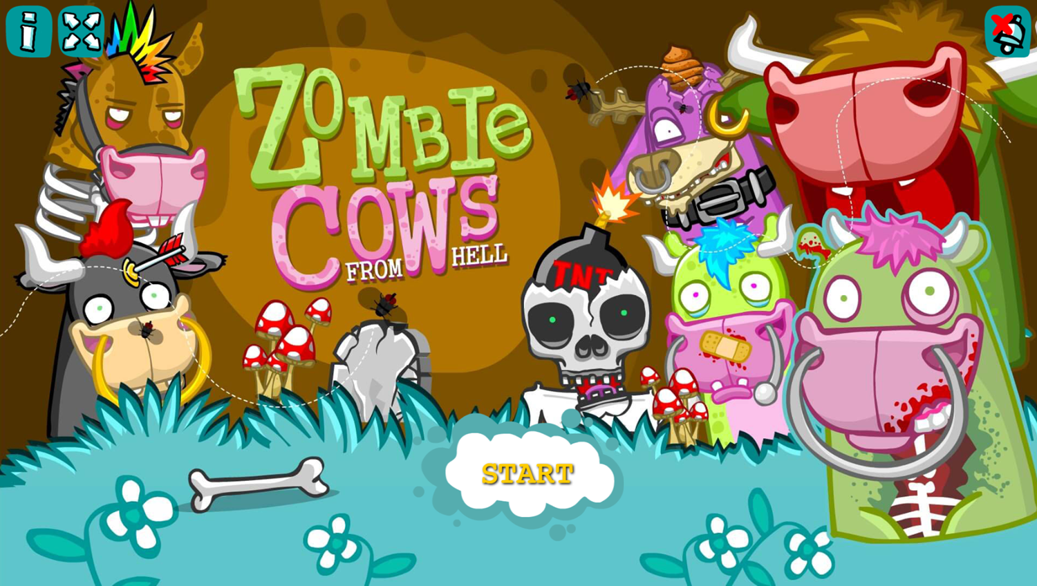 Zombie Cows From Hell Game Welcome Screen Screenshot.