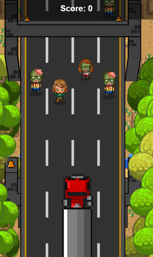 Zombie Crashing Game Start Screenshot.
