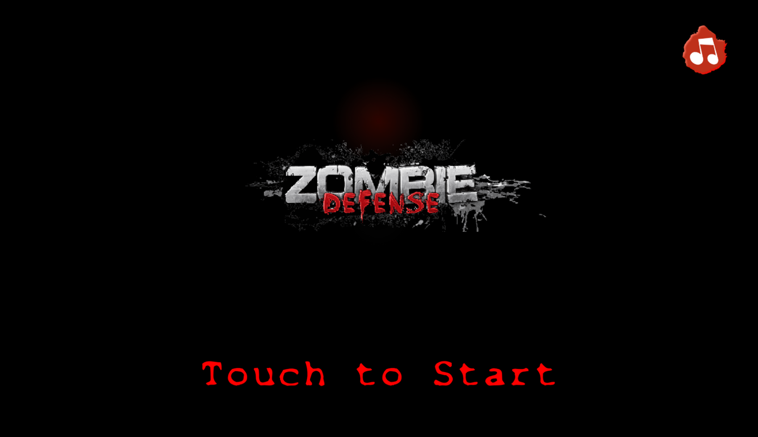 Zombie Defense Game Welcome Screen Screenshot.