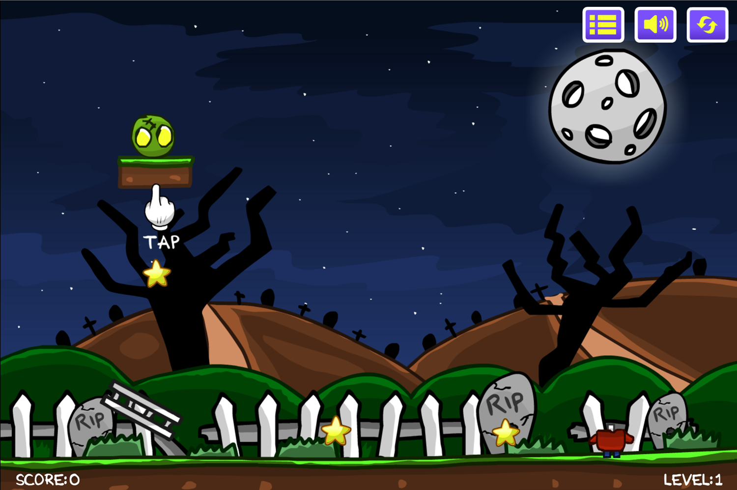 Zombie Head Game Play Instructions Screenshot.