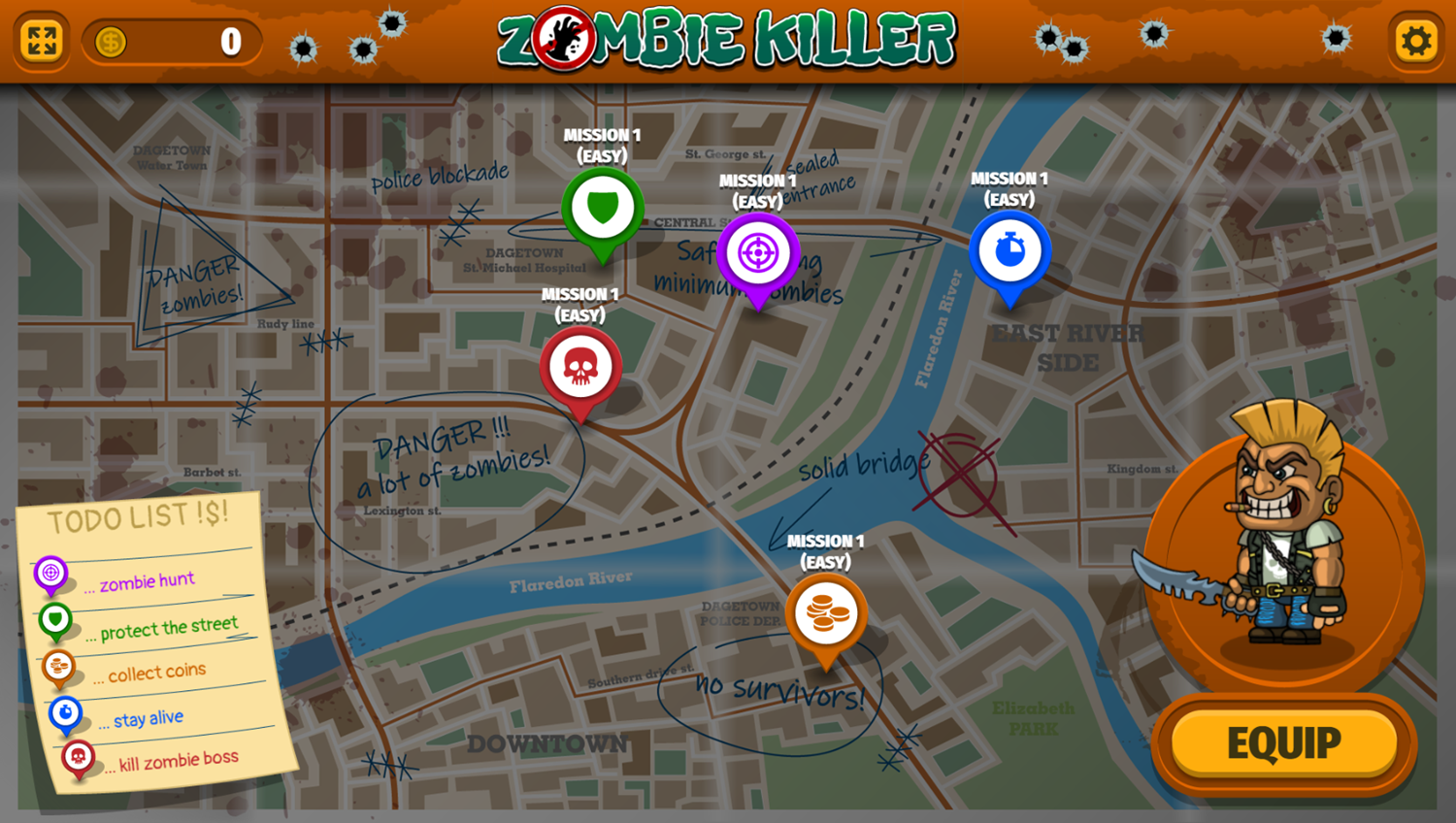 Zombie Killer Game Map Screenshot.