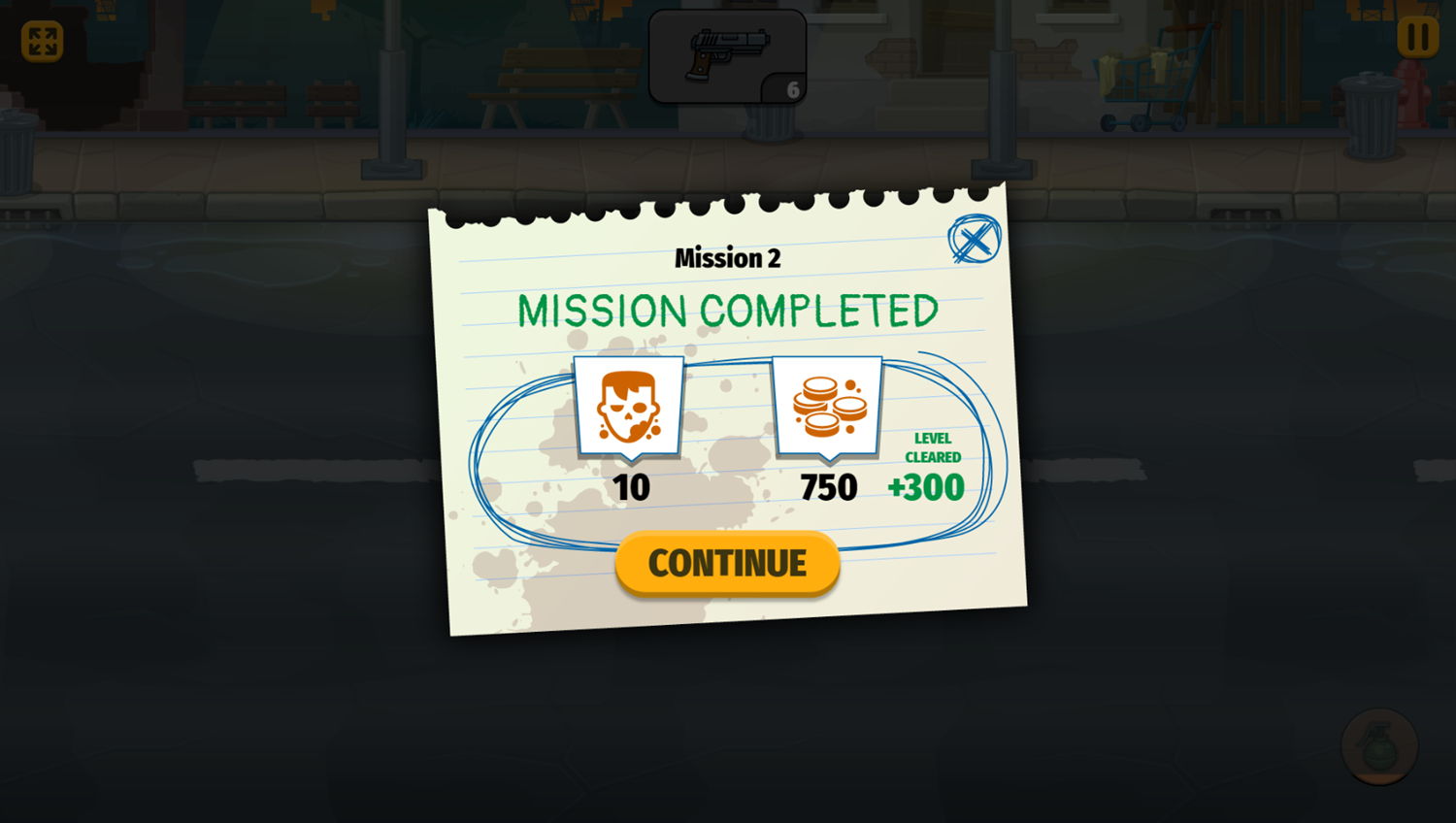 Zombie Killer Game Mission Completed Screenshot.