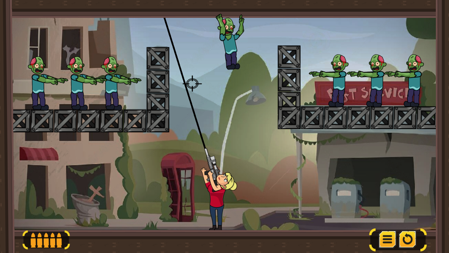 Zombie Ricochet Women Game Aiming Screenshot.