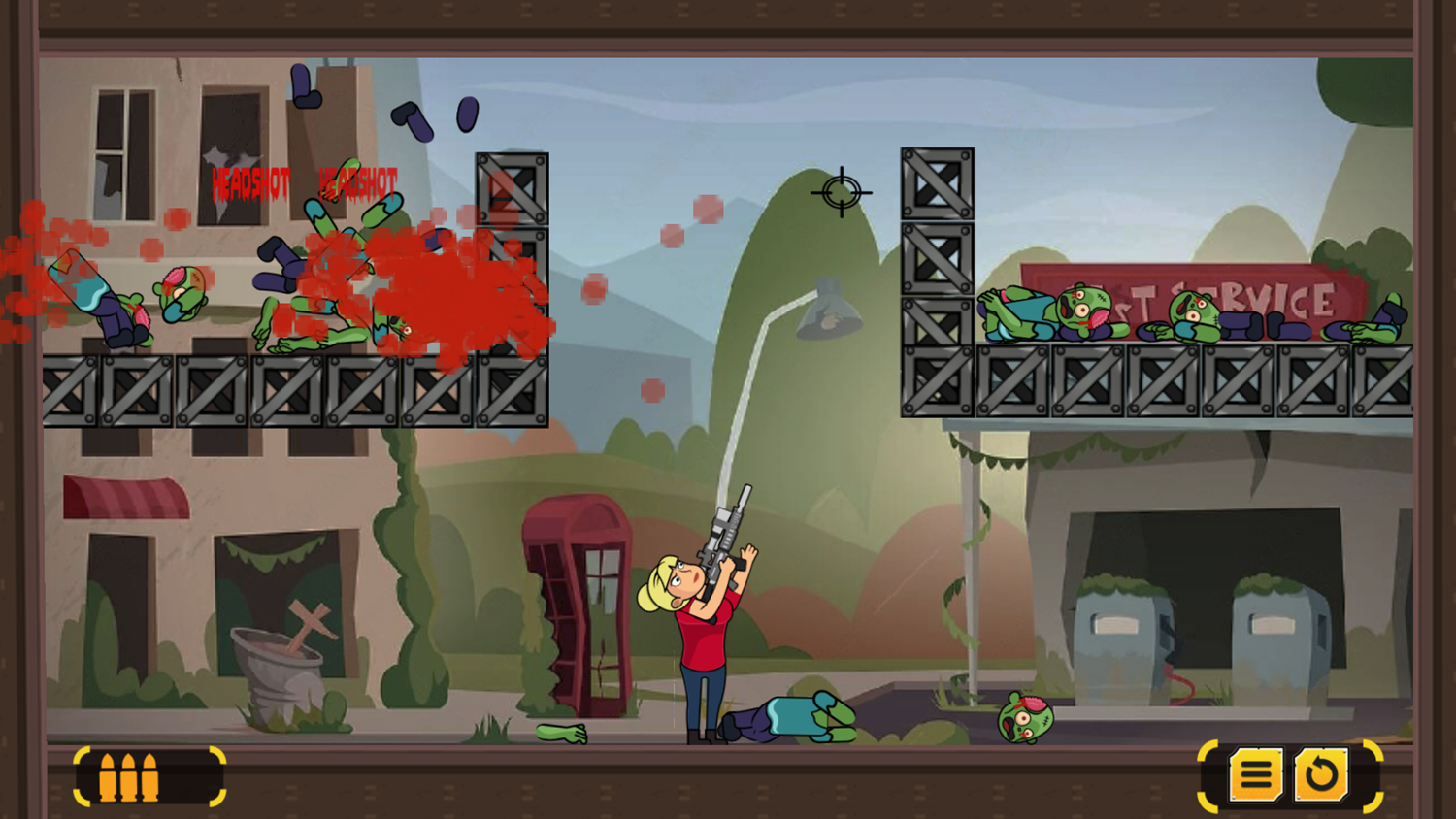 Zombie Ricochet Women Game Shooting Screenshot.