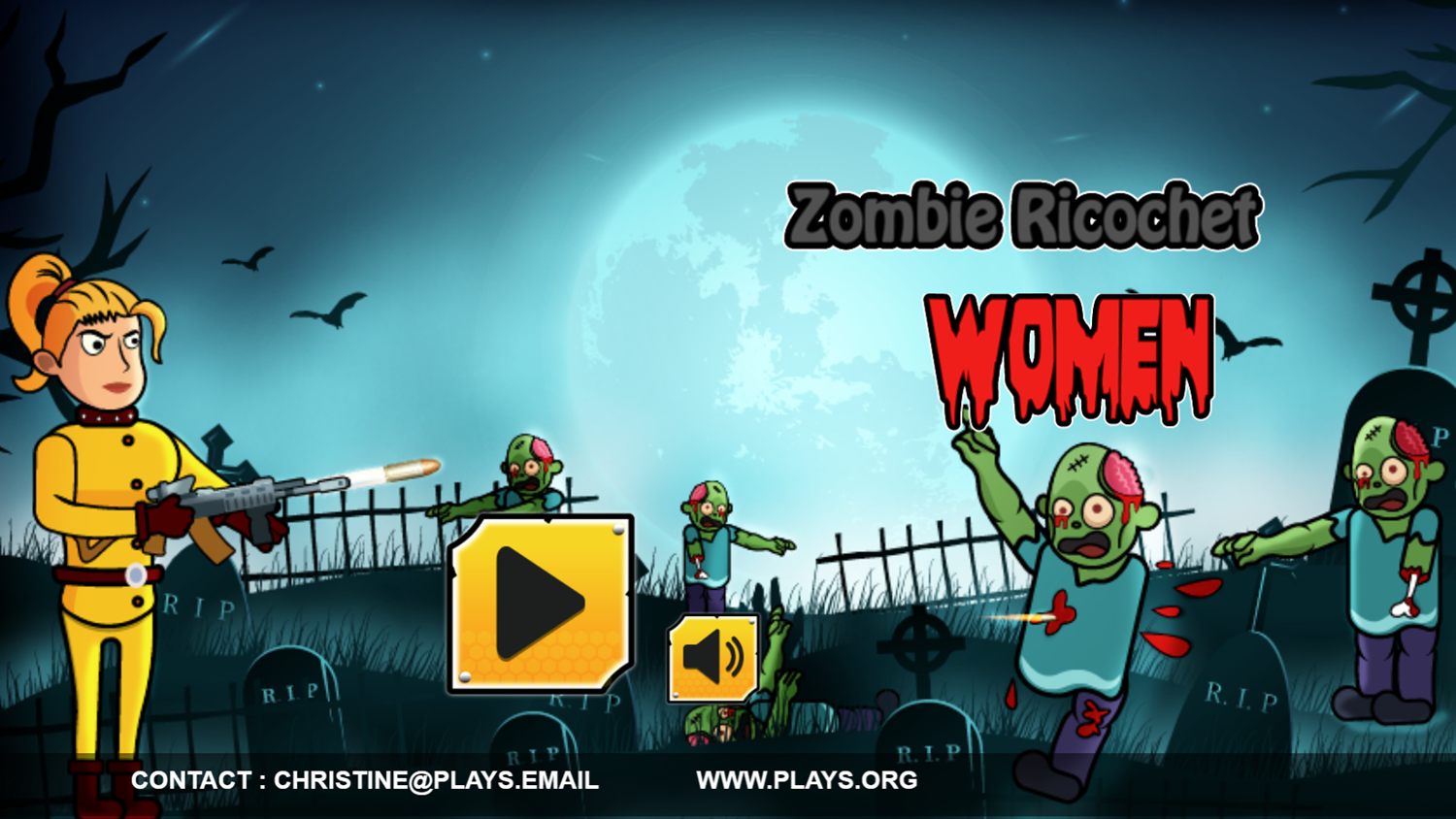 Zombie Ricochet Women Game Welcome Screen Screenshot.