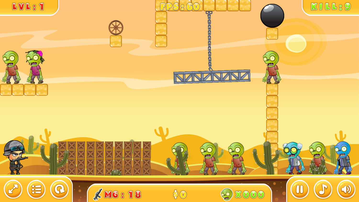 Zombie Shooter Game Level Start Screenshot.