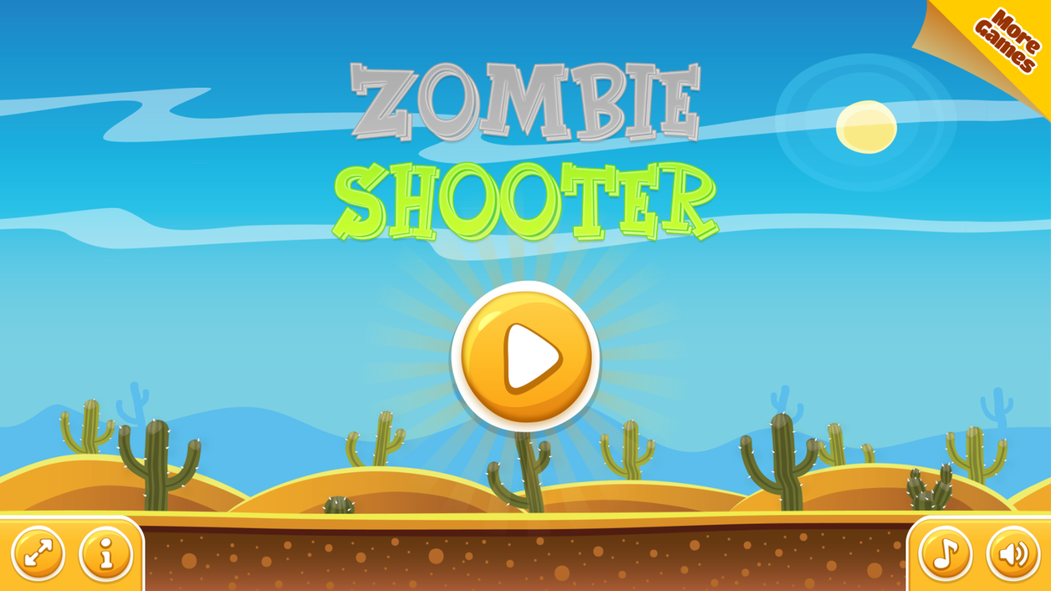 Zombie Shooter Game Welcome Screen Screenshot.