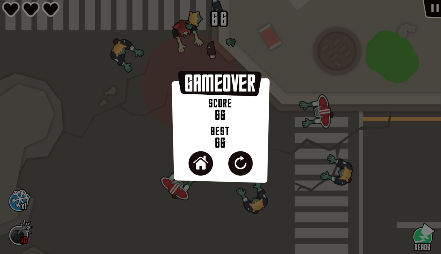 Zombies Are Coming Game Over Screenshot.